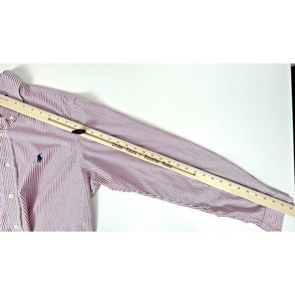 Ralph Lauren Fitted Button Down Shirt Red & Navy Blue Pinstripe Men's 16.5 34/35 - Picture 7 of 8